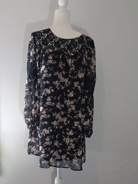 DR2 Lace Accent Black and Floral Woman's Dress